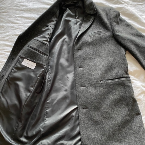 Calvin Klein, Woollen Cashmere grey overcoat - Picture 3 of 3